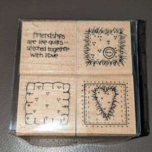 Set of 4 D.O.T.S. Friendships are like quilts stitched together with love stamps